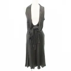 ジルスチュアート JILL STUART 美品 シルク ノースリーブ ワンピース ひざ丈 フレア 無地 薄手 2 約Mサイズ グレー ■YHS7