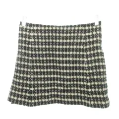 マリークワント MARY QUANT 美品 ミニ スカート 台形 ウール 総柄 厚手 Mサイズ 黒 ブラック ■YHS7のサムネイル