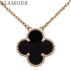Van Cleef & Arpels(밴크리프&아펠) 빈티지 알함브라 펜던트 오닉스 VCARA45800 옐로우 골드 K18YG 5.0g 목걸이 클로버 블랙 41100108236[아라모드]