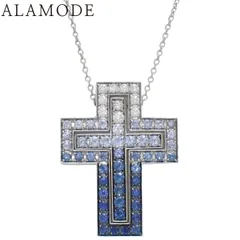 Damiani(ダミアーニ) ベル エポック アイスバーグ M ダイヤモンド/サファイア 20088476 ホワイトゴールド K18WG 14.7g ネックレス アクセサリー クロスモチーフ 十字架 シルバー ブルー 40802195494【アラモード】のサムネイル