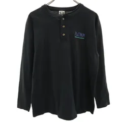 COTTON DELUXE コットンデラックス 90s USA製 オールド 長袖 ヘンリーネック Tシャツ M ブラック ロンT メンズ 古着