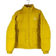 PUMA ダウンジャケット イエロー ボア襟 - メルカリ