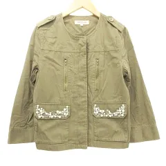 アプワイザーリッシェ Apuweiser-riche ビジュー ノーカラー ジャケット ブルゾン 1 カーキ ■YHS2のサムネイル