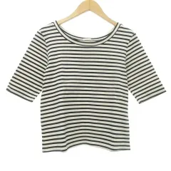 ドレステリア DRESSTERIOR ボーダー カットソー 五分袖 Tシャツ トップス F 白黒 ■TCのサムネイル