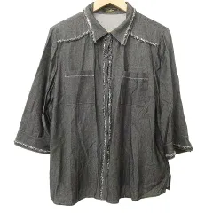 レリアン Leilian デニム調 シャツ 七分袖 カットオフ レーヨン トップス 13+ グレー ORGのサムネイル