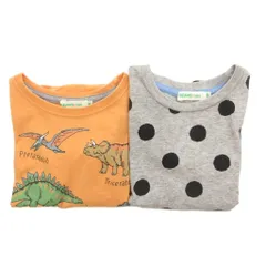 ビームス BEAMS ：mini 2点セット Tシャツ 半袖 恐竜プリント ドット柄 オレンジ グレー /NU ■GY14のサムネイル