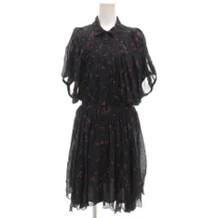 ルルロジェッタ ルールロジェット leur logette 花柄 シアーシャツワンピース 絹 シルク キャミソール付 1 紺 ネイビー 半袖 ひざ丈 /GV ■GY43のサムネイル