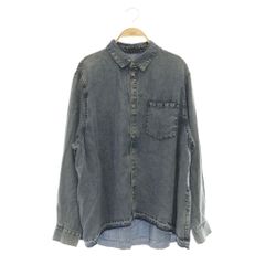DouDou】リヨセルデニムバック切替シャツ グレー - メルカリ
