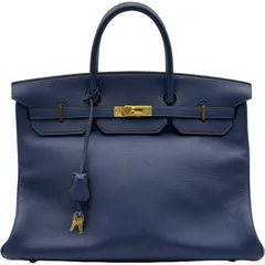エルメス HERMES バーキン40 ○Z刻印 ブルー ゴールド金具 アルデンヌ メンズ ハンドバッグのサムネイル