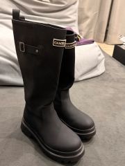 TK760 21cm 新品 ロングブーツ 32 茶 ブーツ チャンキーヒール - メルカリ