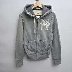 S Abercrombie グレー フードジップアップ