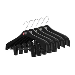 シンコハンガー(Shinkohanger) 衣類用ハンガー F-Fit ジャケットビッグクリップ47 5本セット ブラック 日本製 ラック ズボン ピンチ 洗濯 タオル スラックス バスタオル ネクタイ 頑丈 かたくずれ防止 物干し スカート パンツ 押しｍａ