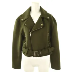 マックスマーラ MAX MARA short jersey jacket ライダースジャケット ブルゾン IT34 カーキ グリーン /ES ■OSのサムネイル