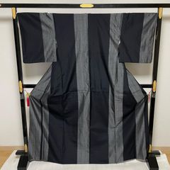 夏着物 浴衣 モノトーン バイカラー 本麻か綿麻のちぢみ 未使用品 残布