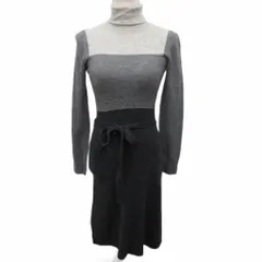 ポールカ PAULE KA ニットワンピース タートルネック 長袖 ミモレ ロング カシミヤ混 ウール S グレー ■IBO90のサムネイル