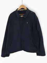 【人気】90s Polo by Ralph Lauren スイングトップ XXL 三角タグ フェード ポニー刺繍 ネイビー 内ポケット 古着