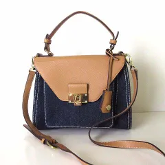 サマンサベガ Samantha Vega バッグ 2way デニムバッグ ショルダーバッグ ハンドバッグ インディゴブルー 茶色 ブラウン かばん 鞄 カバン