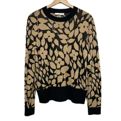 HUGOBOSS(ヒューゴボス) 長袖セーター サイズINT XL レディース - 黒×ライトブラウン クルーネック/花柄のサムネイル