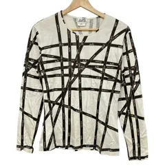 HERMES(エルメス) 長袖Tシャツ サイズL レディース - アイボリー×ダークブラウン クルーネック/ボルデュックリボン柄のサムネイル