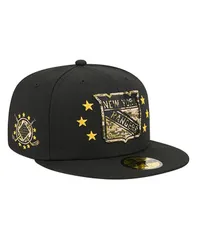 ニューエラ メンズ アクセサリー 帽子 New Era Mens Black New York Rangers Military Appreciation Digital Camo Stars 59FIFTY Fitted Hat Black ブラック