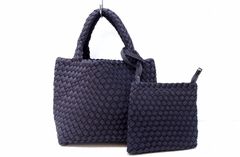 極美品 WAKO 巾着 トートバッグ イントレ メッシュ ネイビー h124