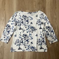 トップス Laura ローラアシュレイ蝶柄7分袖トップスUK12 - メルカリ