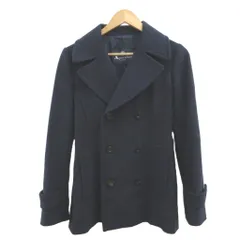 アクアスキュータム AQUASCUTUM ピーコート アンゴラ L 紺 ネイビー 無地 ダブルブレスト 長袖  /NP ■ECD004のサムネイル