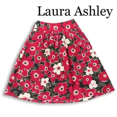 Laura Ashley ローラアシュレイ 通年★ 花柄 総柄 総裏 ひざ丈 フレア スカート Sz.7 レディースのサムネイル