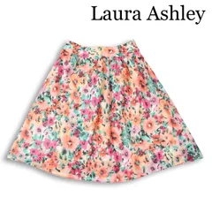 Laura Ashley ローラアシュレイ 春夏★ シフォン 花柄 総柄 ひざ丈 フレア スカート Sz.7 レディースのサムネイル