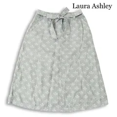 Laura Ashley ローラアシュレイ 春夏★ リネン 花柄 スカート Sz.7 レディース
