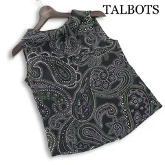 TALBOTS タルボット 春夏★ シルク ノースリーブ フリル ペイズリー 総柄 ブラウス Sz.S レディースのサムネイル