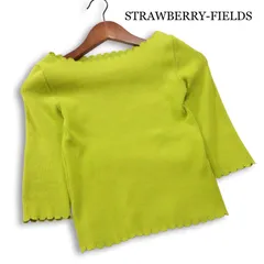 STRAWBERRY-FIELDS ストロベリーフィールズ 春夏★ 七分袖 リブ ストレッチ フリル ニット カットソー Sz.F レディースのサムネイル