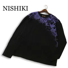 【新品 未使用】 NISHIKI 錦 にしき 通年 【和柄 桜 花柄】 長袖 ロンTシャツ カットソー 大きいサイズ Sz.XL メンズ 黒のサムネイル