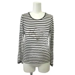 ソニアリキエル SONIA RYKIEL カットソー ロンT ウール 38 白 ホワイト 黒 ブラック ストライプ柄 ラウンドネック 長袖 ビーズ装飾 /MD ■ECA005のサムネイル