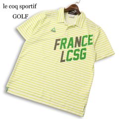 le coq sportif GOLF ルコック スポルティフ ゴルフ 春夏★ 半袖 ボーダー ロゴプリント ポロシャツ Sz.L メンズ