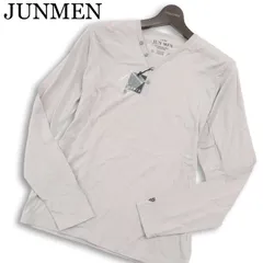【新品 未使用】 JUNMEN ジュンメン 通年★ 長袖 スリム ヘンリーネック カットソー ロンTシャツ Sz.L メンズ グレーのサムネイル