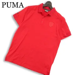 PUMA × Ferrari プーマ × フェラーリ 春夏★ 半袖 鹿の子 ワッペン ポロシャツ Sz.L メンズ 赤
