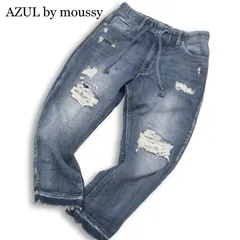 AZUL by moussy アズール マウジー ダメージ スウェット ドビー デニム ストレッチ アンクル パンツ ジーンズ Sz.S　メンズのサムネイル