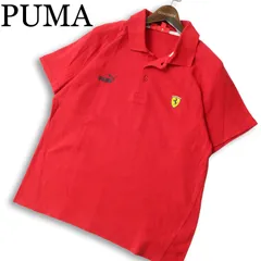 PUMA × Ferrari プーマ フェラーリ 春夏★ 半袖 ロゴ ワッペン ポロシャツ Sz.M メンズ 赤