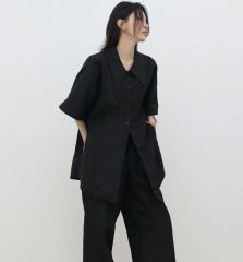美品 rim.ark Open collar sheer SH ブラック - メルカリ