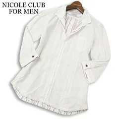 NICOLE CLUB FOR MEN ニコルクラブ フォーメン 襟袖ワイヤー★ 七分袖 ストライプ イタリアンカラー シャツ Sz.46 メンズ