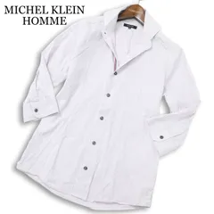 MICHEL KLEIN HOMME ミッシェルクラン オム 春夏★ 七分袖 ストライプ スリム シャツ 日本製 Sz.48 メンズのサムネイル