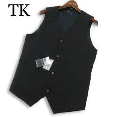 【新品 未使用】 TK タケオキクチ 通年★ 切替 ジレ ベスト Sz.2 メンズ 黒のサムネイル
