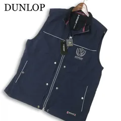 【新品 未使用】 DUNLOP ダンロップ ゴルフ 春夏★ ロゴ刺繍 チェック ジップ ベスト 大きいサイズ Sz.LL メンズ ネイビーのサムネイル