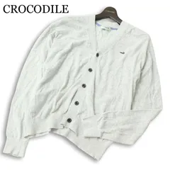 CROCODILE クロコダイル 通年★ ロゴ刺繍 オーバーサイズ コットン ニット カーディガン Sz.L メンズ 灰 グレーのサムネイル
