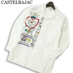 CASTELBAJAC カステルバジャック 通年★ 長袖 ビッグシルエット イラスト アート柄 プリント シャツ 日本製 Sz.3 メンズ 白のサムネイル