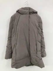 UNIQLO ユニクロ ダウンジャケット/コート M ブラウン ジップアップ フードあり 無地 ロング丈 レディース