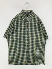 THE SCOTCHHOUSE ザスコッチハウス シャツ/ブラウス L グリーン ボタンダウン 半袖 チェック柄 ワンポイント コットン ミドル丈 メンズ