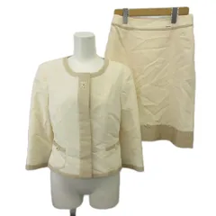 クレージュ courreges セットアップ ジャケット スカート 38 白 ホワイト ドット柄 ノーカラー 七分袖 /KK ■ECA005のサムネイル