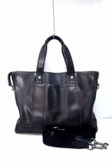 COACH トートバッグ 2way ビジネス A4可 ブラック オールレザー 黒